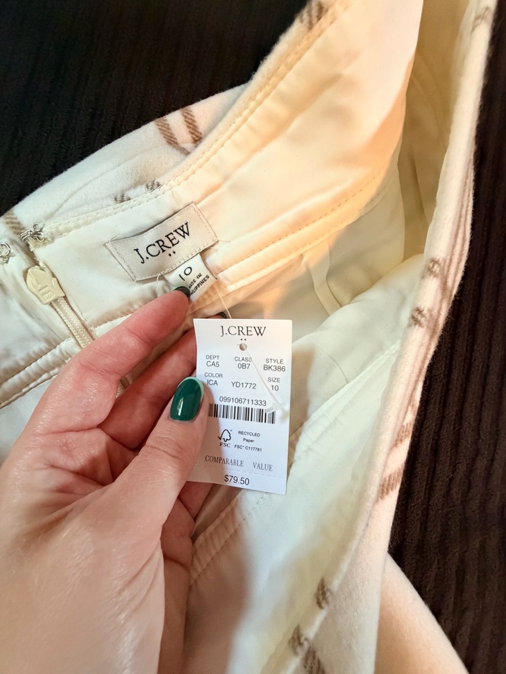 J Crew Women’s Cream Plaid Mini Skirt - Picture 3 of 3